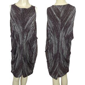 Vivienne Tam Women’s Brown White Dress Size M Abstract Print Sleeveless Draped